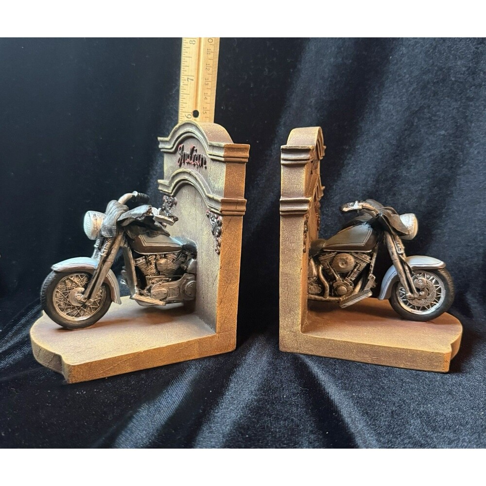 Indian Motercycle Bookends Vintage Resin Motorbike Men Boys Desk Decor